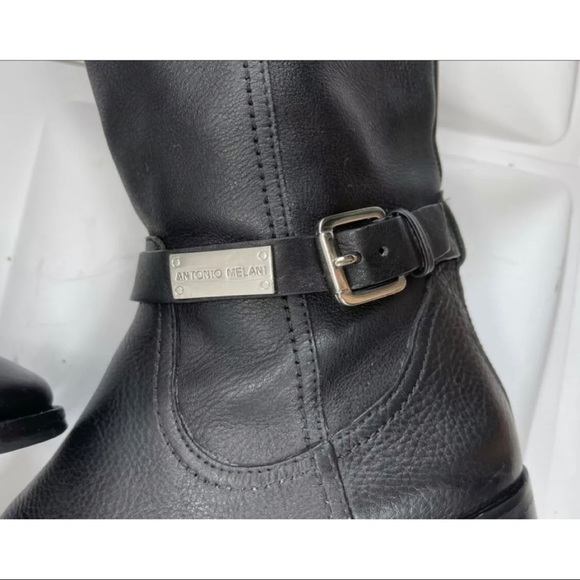 Antonio Melani Womens Sz 6M 6 Black Leather Buckle Riding Boots - Picture 4 of 13